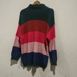 American Eagle Striped Mock Neck Tunic Sweater